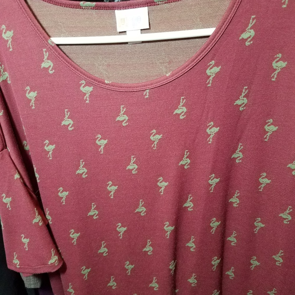 Lularoe medium Irma maroon green flamingos